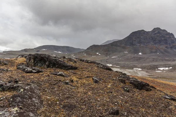 Sarek Εθνικό Πάρκο Πέτρινο Τοπίο Στα Βουνά Επιλεκτική Εστίαση — Φωτογραφία Αρχείου