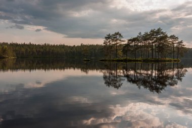 Gölde güzel bir gün batımı, doğal arka plan, uzun kepenk hızı.