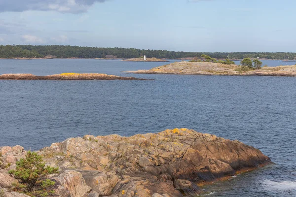 Vue Sur Côte Suédoise Une Mer Baltique Avec Gros Nuages — Photo