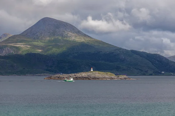 Navire Pour Visiter Les Fjords Norvège Dans Jour Polaire Minuit — Photo