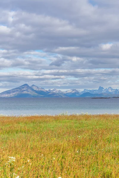 Fiordo Noruego Del Paisaje Verano Montañas Noruega Enfoque Selectivo Colorida — Foto de Stock