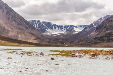 Tipik Moğol manzarası. Moğol Altai, Moğolistan