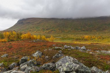 Laponya 'daki Sarek Ulusal Parkı Dağları, Sonbahar, İsveç, Seçici Odaklanma