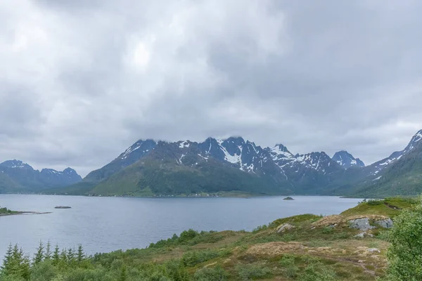 Působivý Letní Pohled Fjord Norsku Barevná Ranní Scéna Norsku Krása — Stock fotografie