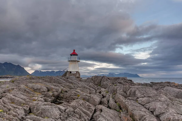 Faro Las Islas Lofoten Viaje Noruega Fiordos Noruegos — Foto de Stock