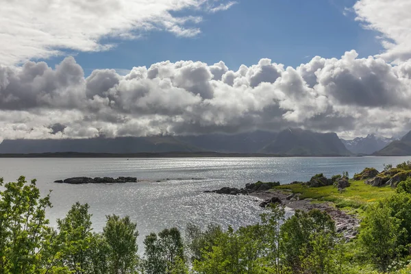 Působivý Letní Pohled Fjord Norsku Barevná Ranní Scéna Norsku Krása — Stock fotografie