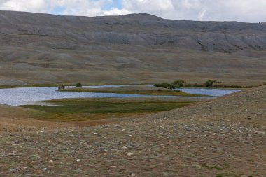 Tipik Moğol manzarası. Moğol Altai, Moğolistan