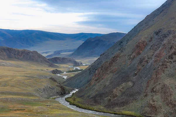 Mongoolse Landschappen Het Altai Gebergte Breed Landschap — Stockfoto