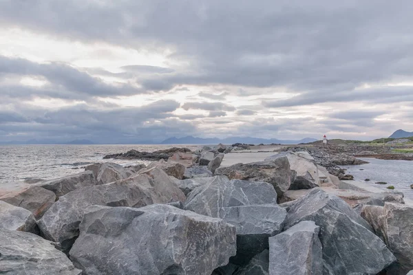 Leuchtturm Auf Den Lofoten Reise Nach Norwegen Norwegische Fjorde Riesige — Stockfoto