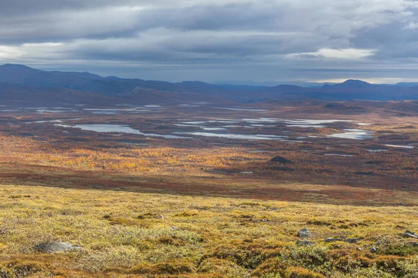 Sarek National Park Στη Λαπωνία Θέα Από Βουνό Σουηδία Επιλεκτική — Φωτογραφία Αρχείου