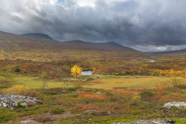 Působivý Výhled Hory Národního Parku Sarek Švédském Laponsku Selektivní Zaměření — Stock fotografie