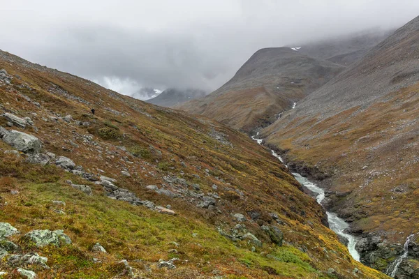 Impressive View Mountains Sarek National Park Swedish Lapland Selective Focus — 스톡 사진