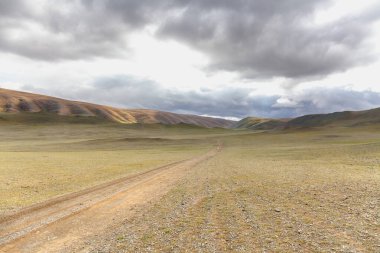 Tipik Moğol manzarası. Moğol Altai, Moğolistan