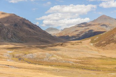 Tipik Moğol manzarası. Moğol Altai, Moğolistan