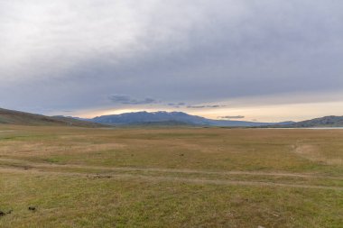 Tipik Moğol manzarası. Moğol Altai, Moğolistan