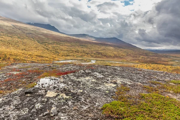 Bela Natureza Selvagem Parque Nacional Sarek Suécia Lapônia Com Picos — Fotografia de Stock
