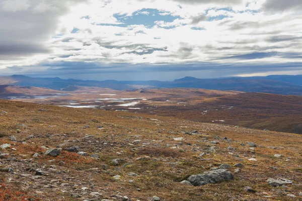 View Valley Northern Sweden Sarek National Park Stormy Weather Autumn — 스톡 사진