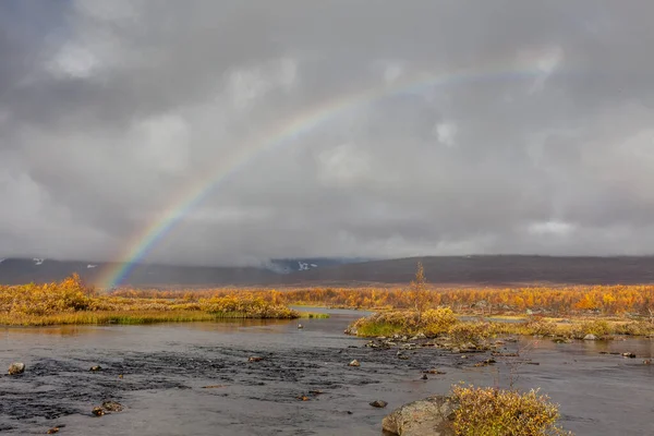 Pohled Údolí Severní Švédsko Národní Park Sarek Bouřlivého Počasí Podzim — Stock fotografie