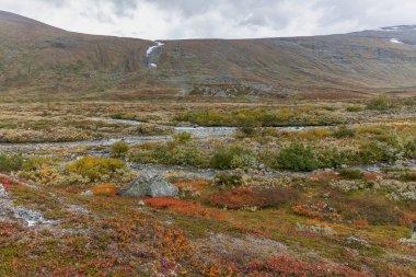 Laponya 'daki Sarek Ulusal Parkı Dağları, Sonbahar, İsveç, Seçici Odaklanma
