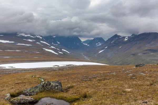 View Valley Northern Sweden Sarek National Park Stormy Weather Selective — 스톡 사진