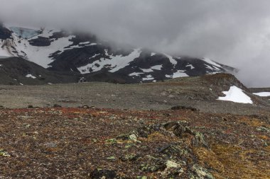 İsveç Laponya 'daki Sarek Ulusal Parkı' nın etkileyici manzarası. seçici odak.
