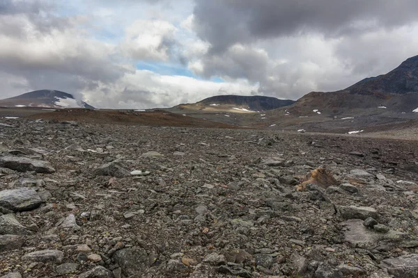 Sarek Ulusal Parkı Dağlarda Taş Manzarası Seçici Odak — Stok fotoğraf