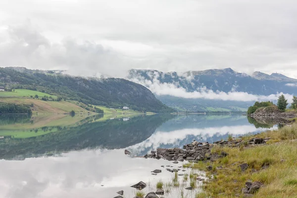 Vége Fjordnak Gyönyörű Norvég Táj Kilátás Fjordokra Norvégia Ideális Fjord — Stock Fotó