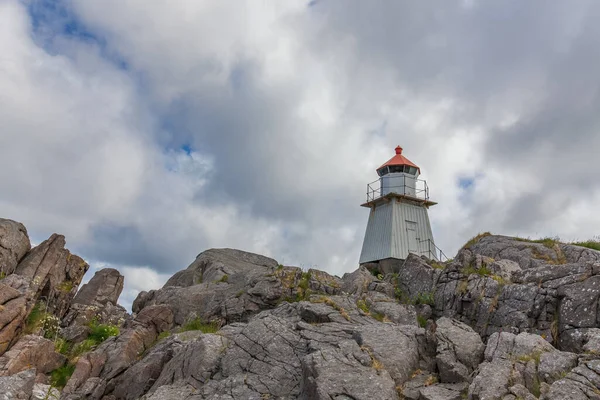 White Lighthouse Norway Norwegian Scenic Landscape Tall White Lighthouse Lighthouse — Stock Photo, Image