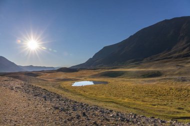 Tipik Moğol manzarası. Moğol Altai, Moğolistan