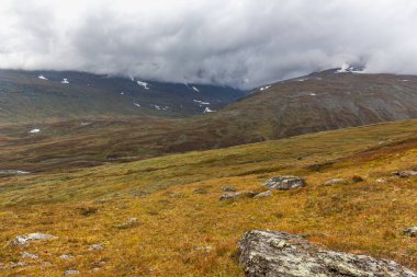 Laponya 'daki Sarek Ulusal Parkı Dağları, Sonbahar, İsveç, Seçici Odaklanma