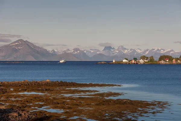 Imponerande Sommarutsikt Över Fjorden Norge Färgstark Morgonscen Norge Skönhet Naturen — Stockfoto