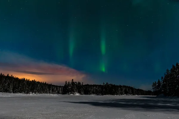 Aurora Borealis Northern Lights Polar Lights Many Clouds Stars Sky — 스톡 사진