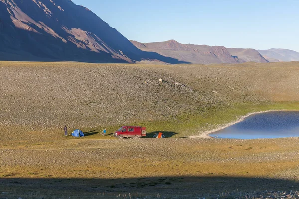 Camp Touristique Près Lac Dans Les Montagnes Altaï Mongol — Photo