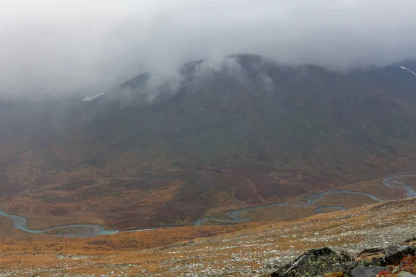 Impressive View Mountains Sarek National Park Swedish Lapland Selective Focus — 스톡 사진