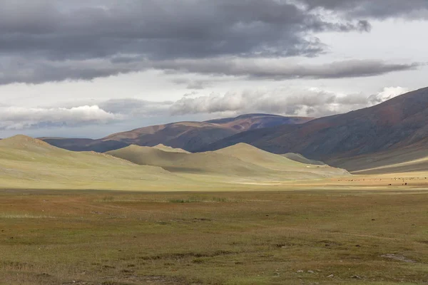 Paisagens Mongóis Secas Nas Montanhas Altai Ampla Paisagem — Fotografia de Stock