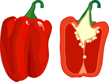 Beyaz arkaplanda kırmızı tatlı biber izole