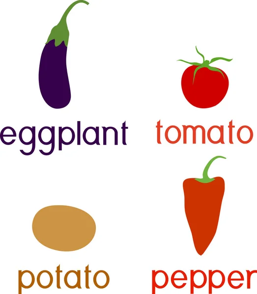 Set Different Vegetables Flat Style — Stock vektor