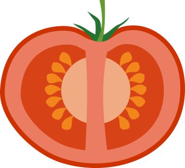 Beyaz arka planda izole edilmiş boylamsal bölümün içinde kırmızı domates kesimi