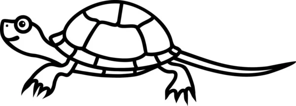 Cute Cartoon Hatchling European Pond Turtle Coloring Page — Vector de stock