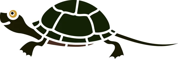 Söt Tecknad Kläckning Europeiska Damm Sköldpadda Vit Bakgrund — Stock vektor