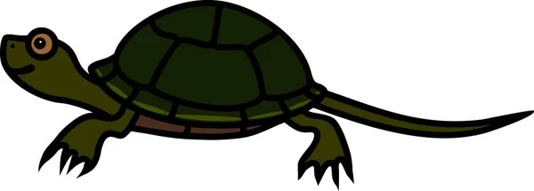 Atacado Dibujos Animados Tortuga Europea Estanques Sobre Fondo Blanco — Vector de stock