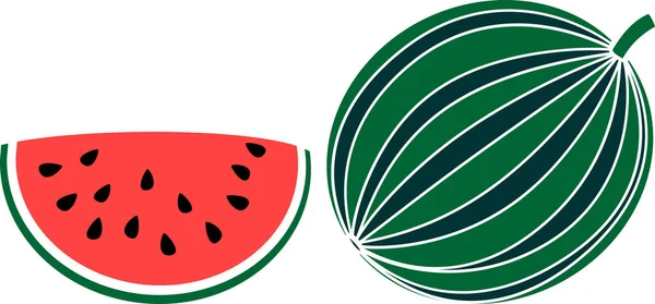 Watermelon Estilo Plano Aislado Sobre Fondo Blanco — Archivo Imágenes Vectoriales