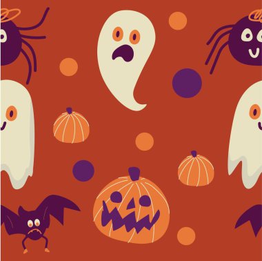 seamless halloween pattern, simply vector illustration 