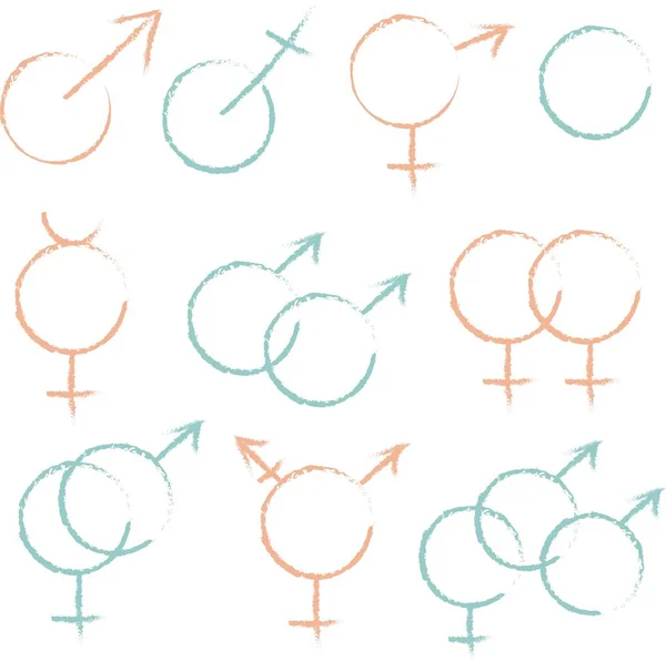 Ikony Wektorowe Symboli Kombinacji Płci Kobieta Mężczyzna Transgenderowe Symbole Ilustracja — Wektor stockowy