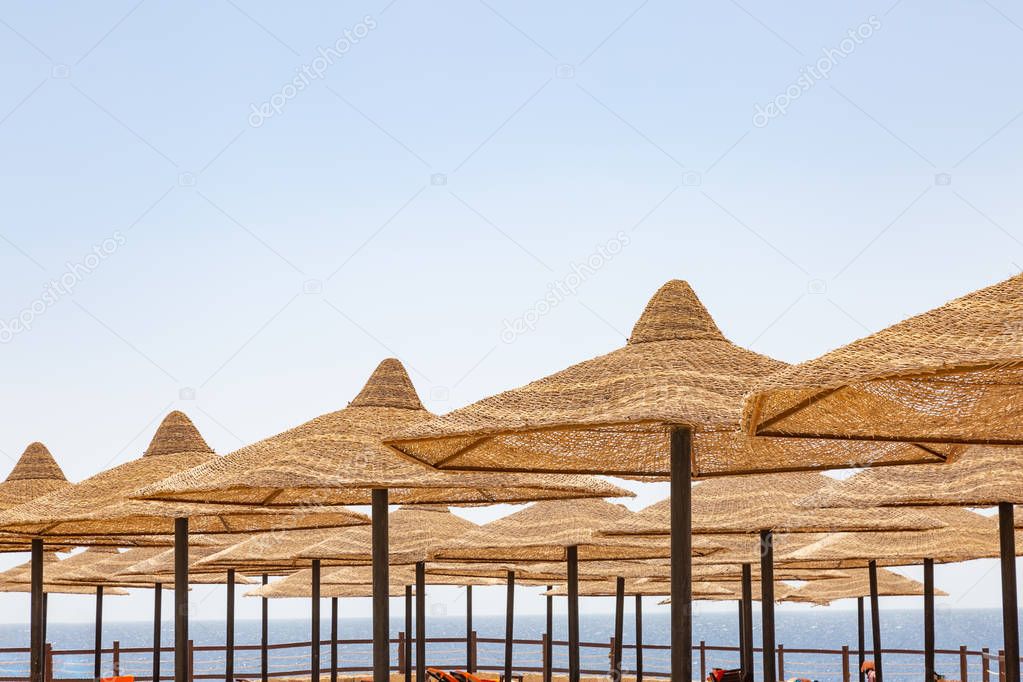 Umbrellas on the beach at Sharm El Sheikh beach