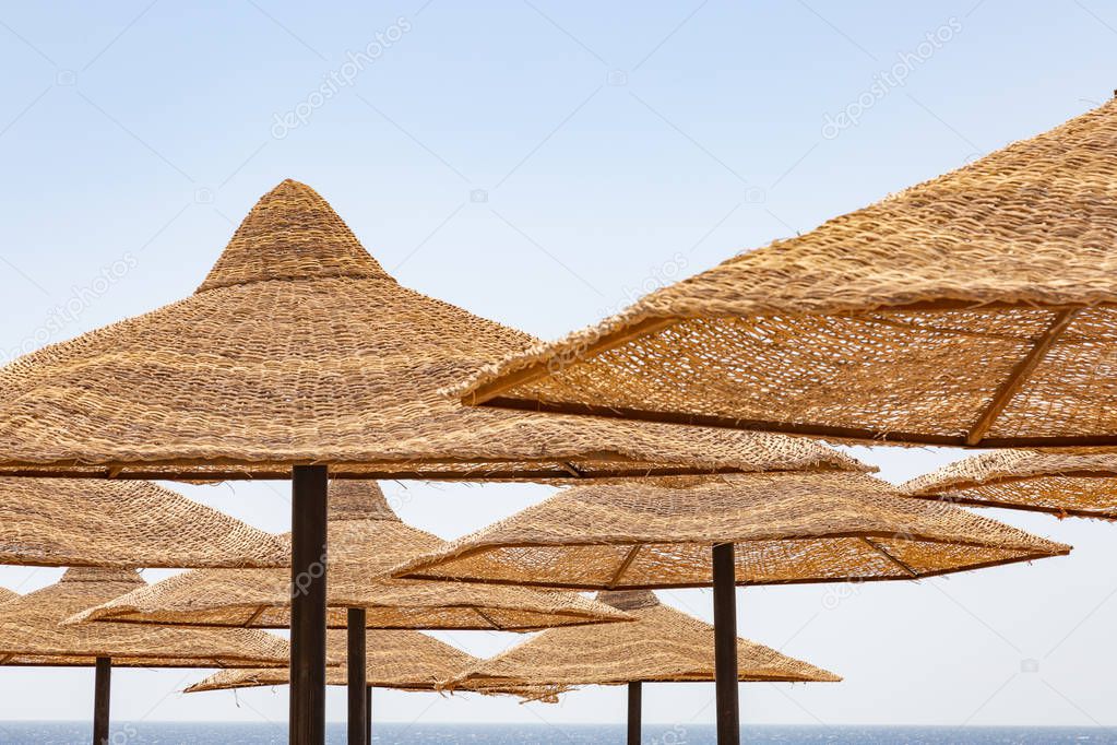 Umbrellas on the beach at Sharm El Sheikh beach