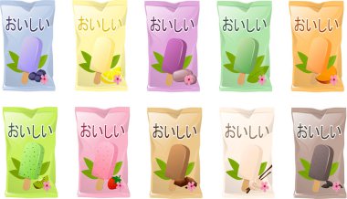 Çeşitli Asya Japon dondurmalarının vektör çizimi