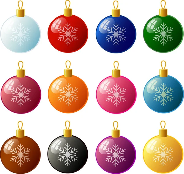 Vektor Illustration Verschiedener Bunter Weihnachtskugeln Kugelkugeln Oder Ornamente — Stockvektor