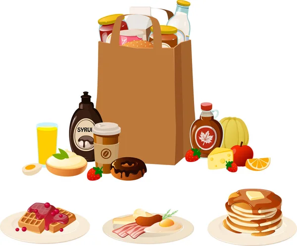 Εικονογράφηση Διάνυσμα Ενός Τροφίμου Πρωινό Και Συστατικό Που Απομονωμένο Λευκό — Διανυσματικό Αρχείο
