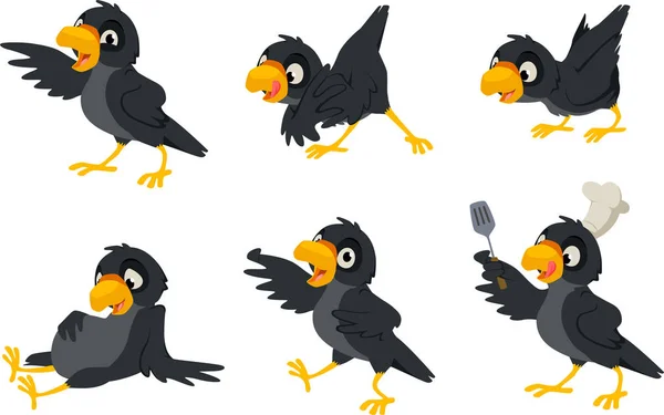 Vector Illustration Cute Parrot Bird Various Poses — Stock Vector